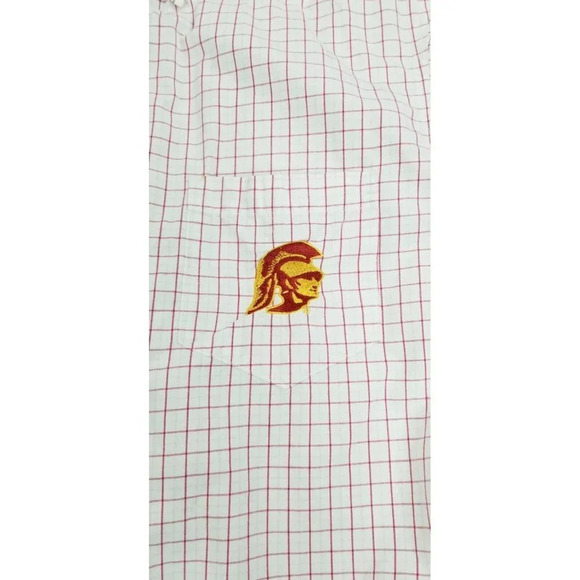 Red Oak Medium Men's USC Button Down Embroidered Tommy Trojan Pocket Logo Shirt - Picture 4 of 11
